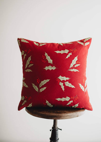 Holly Berry Handcrafted Pillow