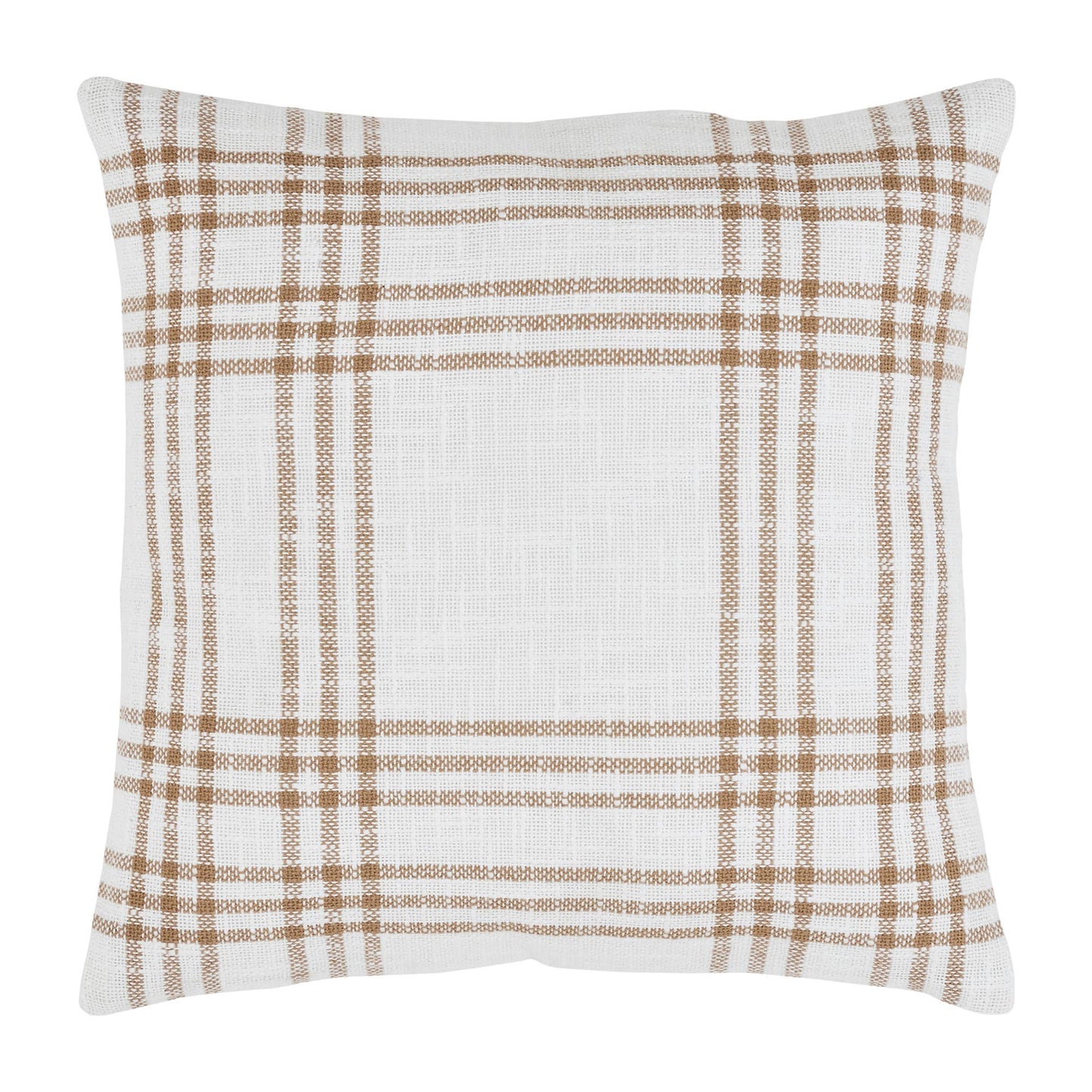 Wheat Plaid Fabric Pillow by VHC Brands