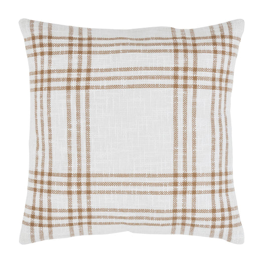 Wheat Plaid Fabric Pillow by VHC Brands