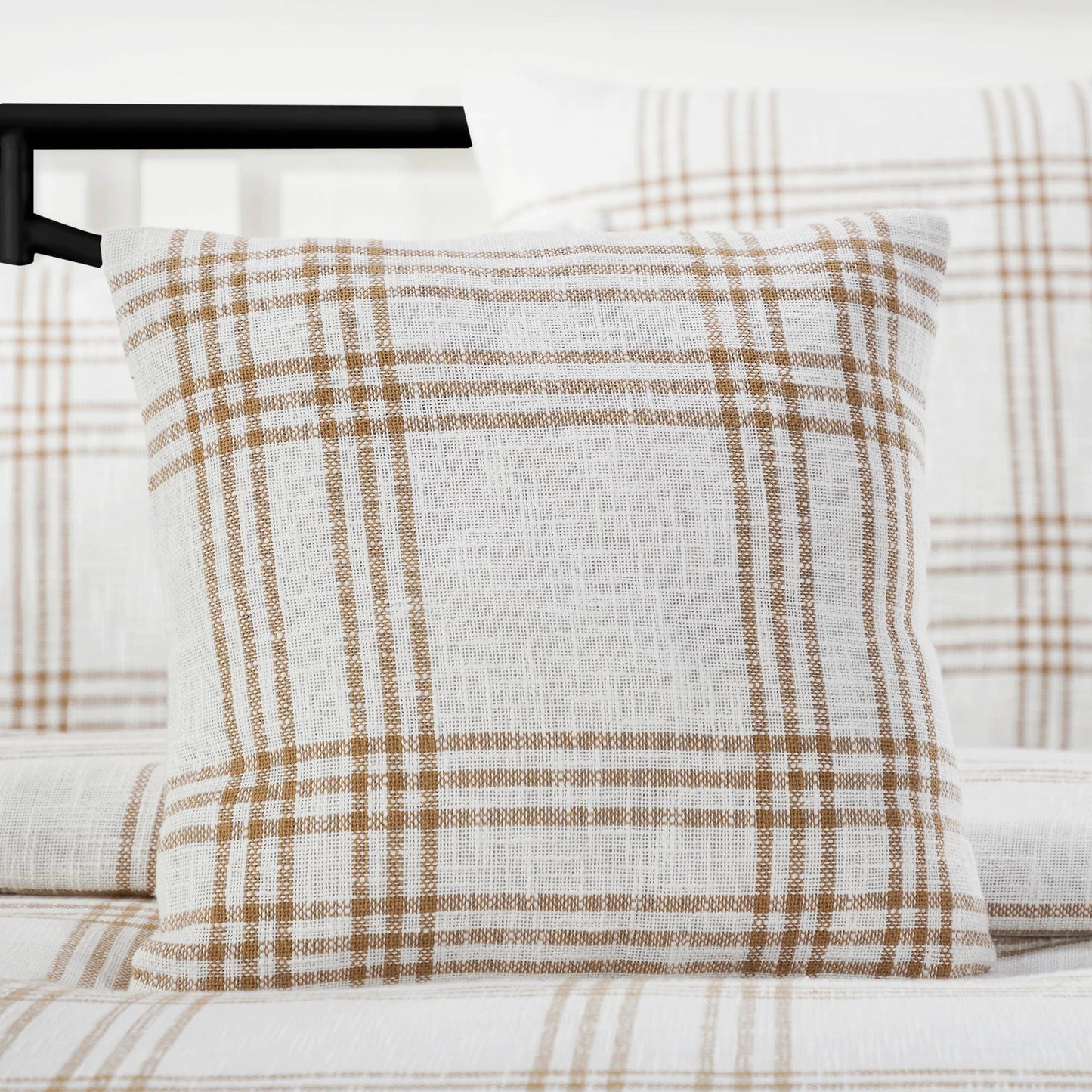Wheat Plaid Fabric Pillow by VHC Brands