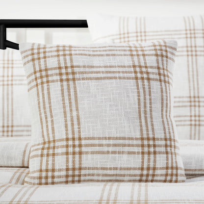Wheat Plaid Fabric Pillow by VHC Brands