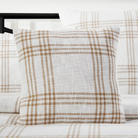 Wheat Plaid Fabric Pillow by VHC Brands