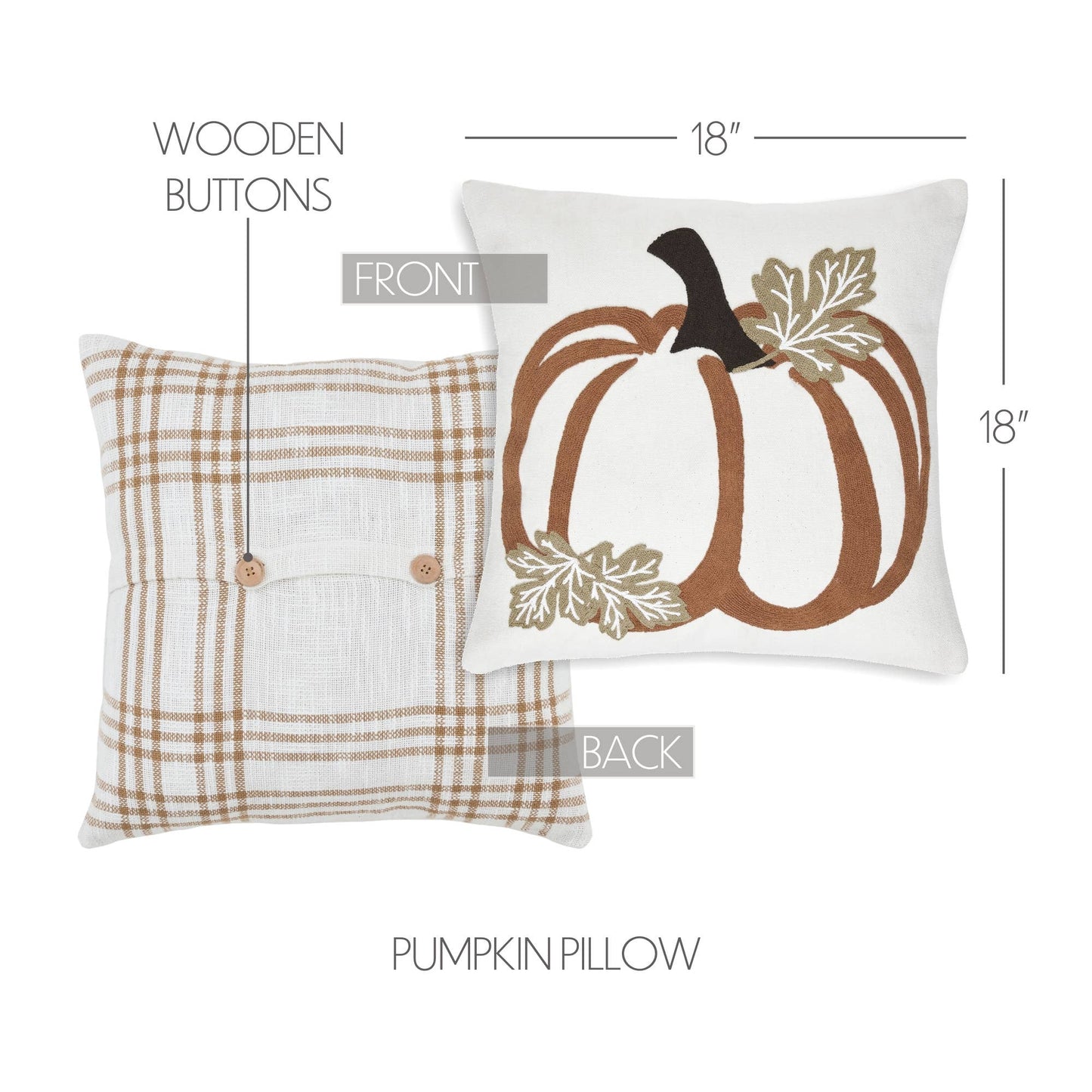 Wheat Plaid Pumpkin Decorative Throw Pillow