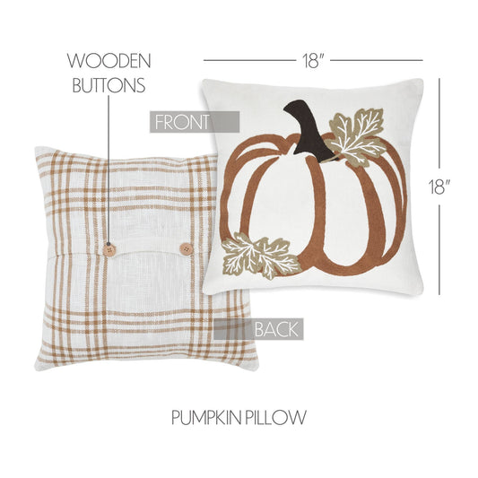 Wheat Plaid Pumpkin Decorative Throw Pillow