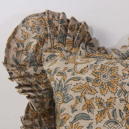 Hand Block Printed Linen Pillow