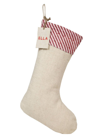 Handcrafted Linen Christmas Stocking