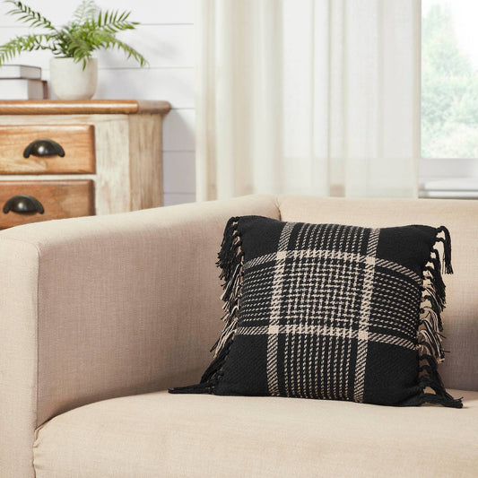 Eston Black Tan Plaid Pillow