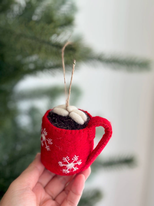 Handcrafted Felt Hot Cocoa Ornament