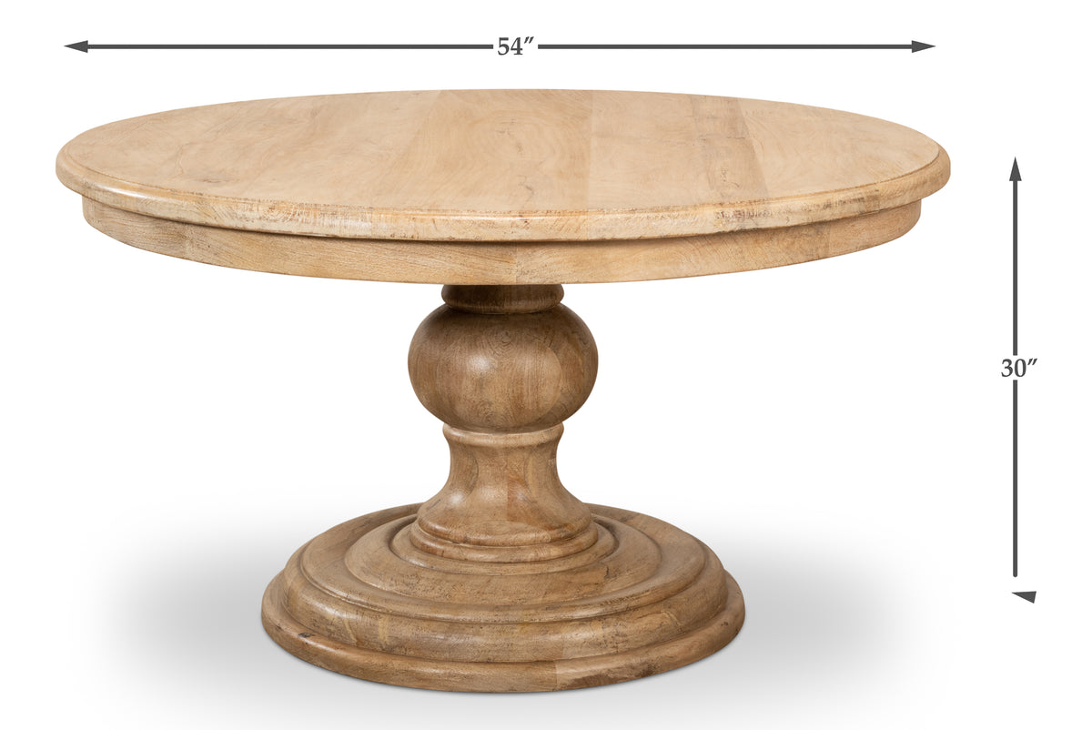Montego Round Solid Wood Pedestal Dining Table
