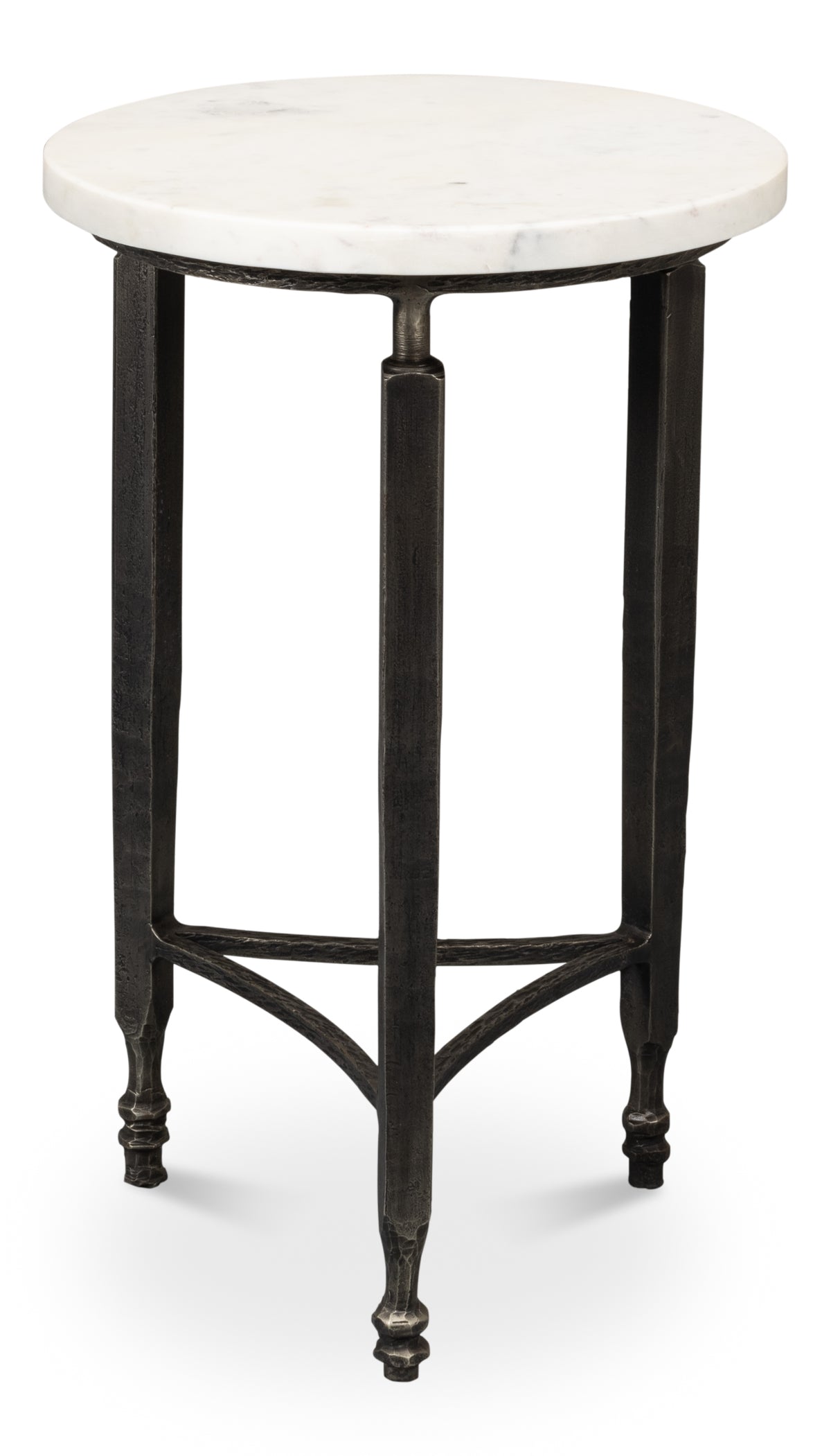 Cathedra Round White Marble End Table
