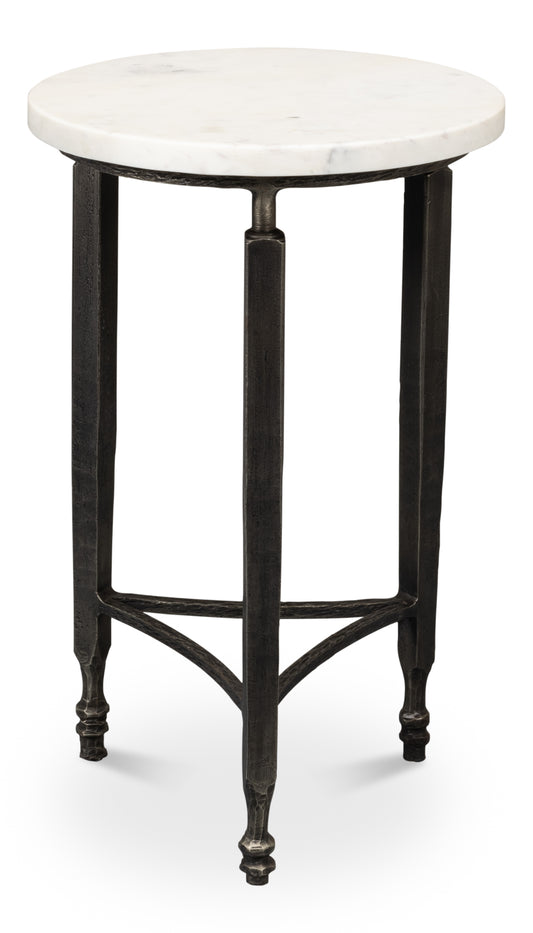 Cathedra Round White Marble End Table