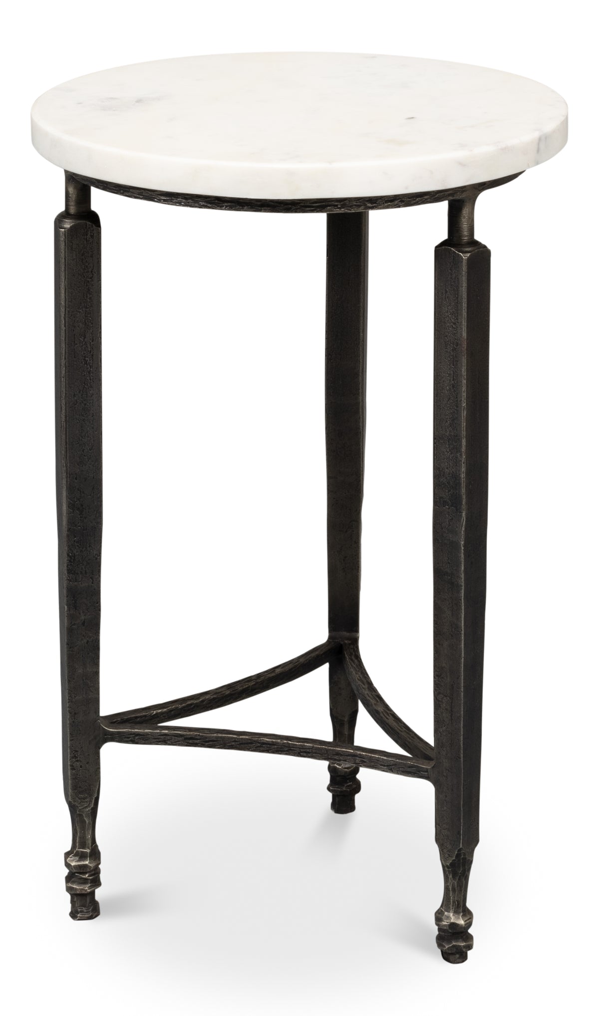 Cathedra Round White Marble End Table