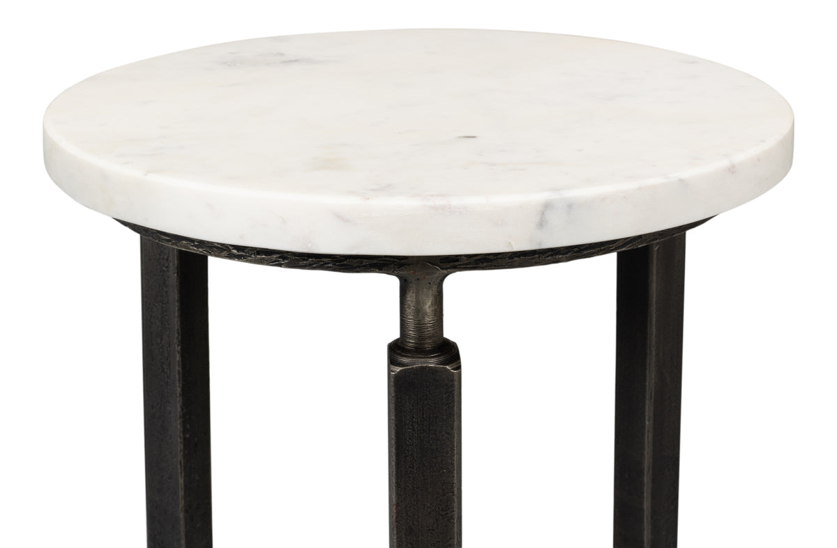 Cathedra Round White Marble End Table