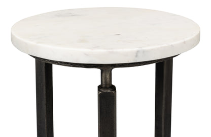 Cathedra Round White Marble End Table