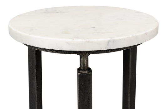 Cathedra Round White Marble End Table
