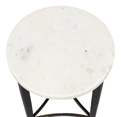 Cathedra Round White Marble End Table