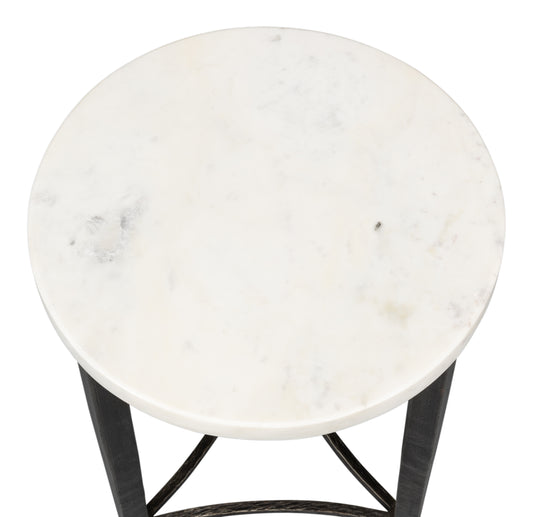 Cathedra Round White Marble End Table