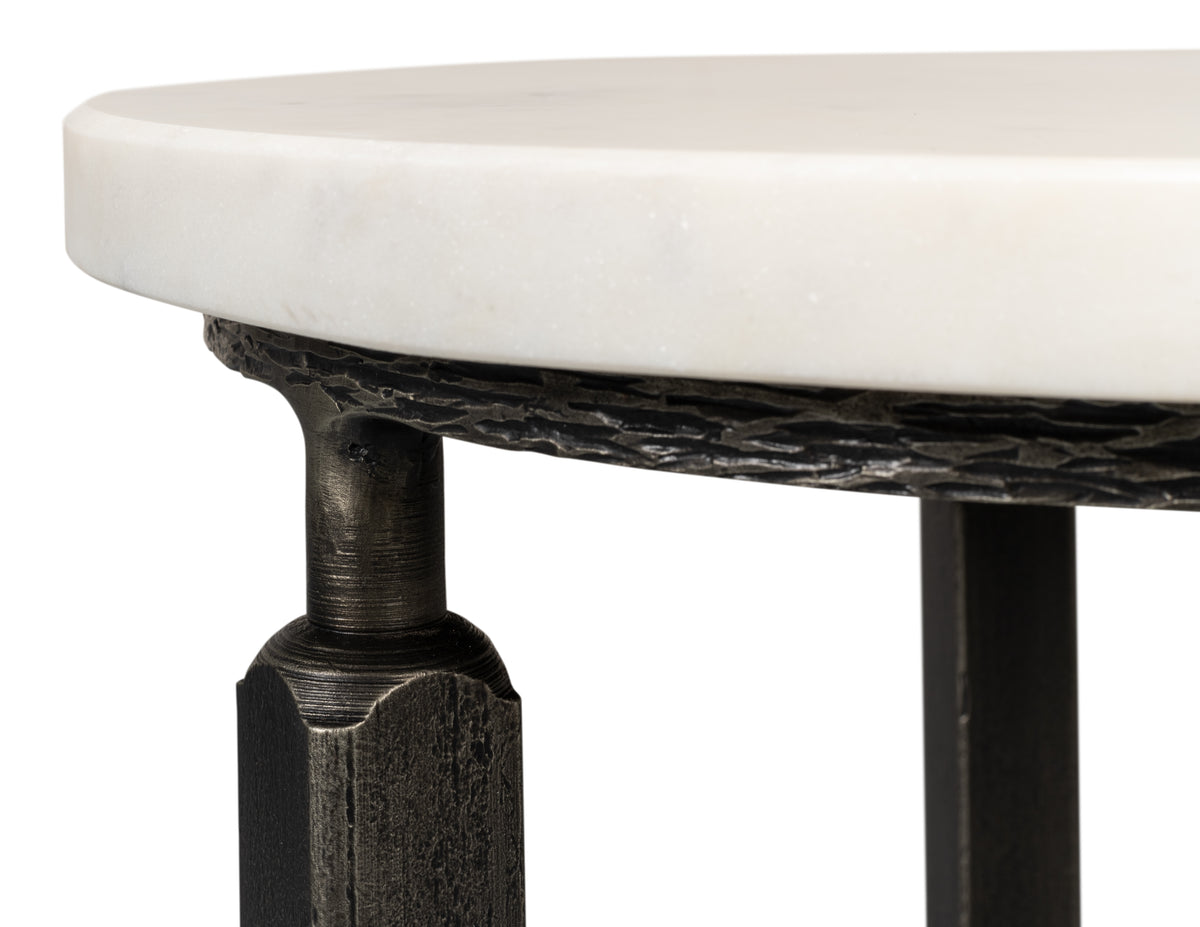 Cathedra Round White Marble End Table
