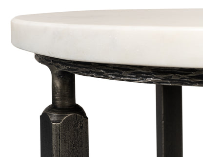 Cathedra Round White Marble End Table