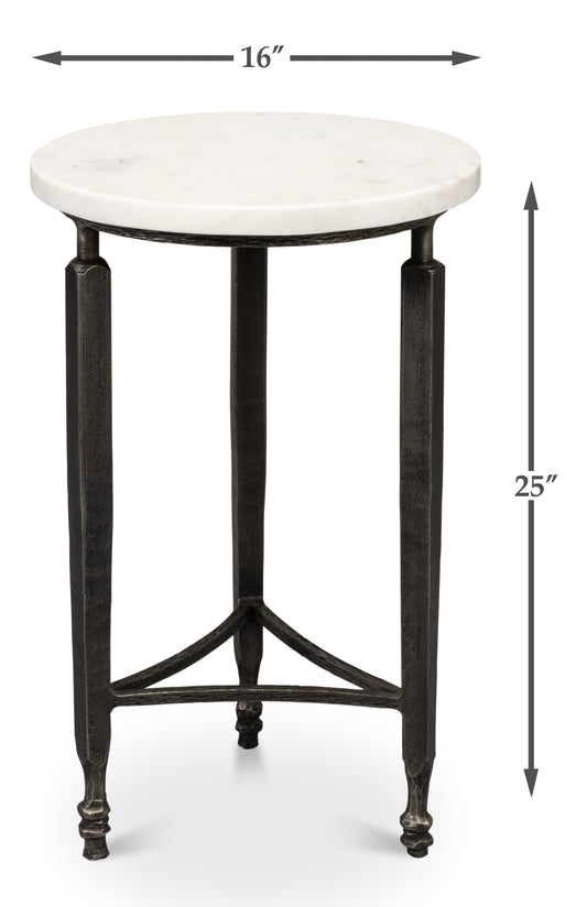 Cathedra Round White Marble End Table