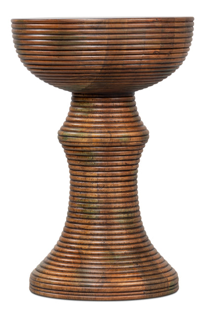 Caspian Ribbed Pedestal End Table