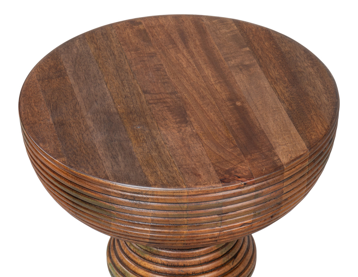 Caspian Ribbed Pedestal End Table