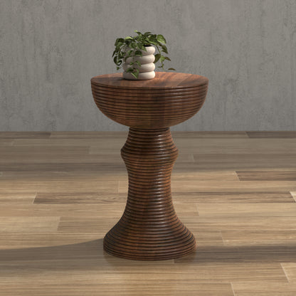 Caspian Ribbed Pedestal End Table