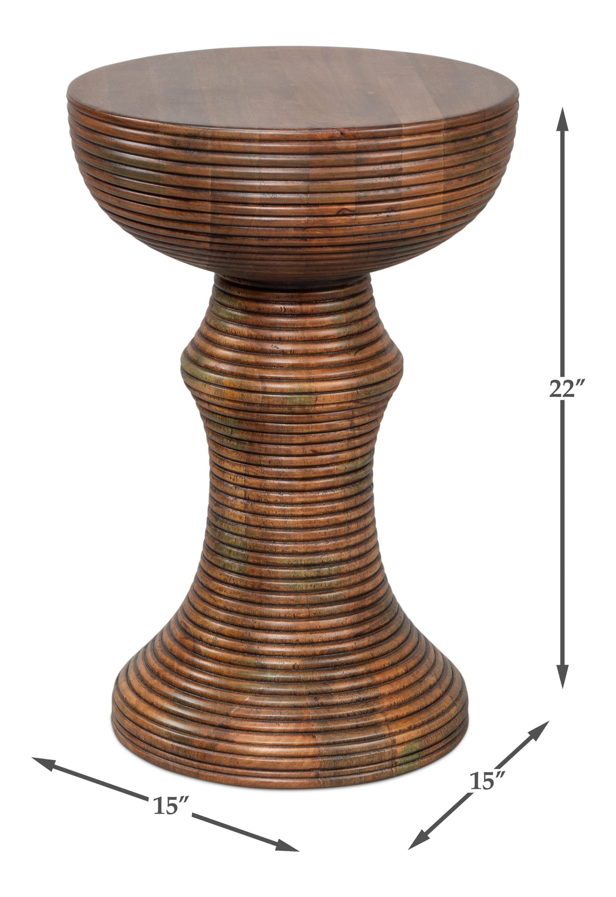 Caspian Ribbed Pedestal End Table