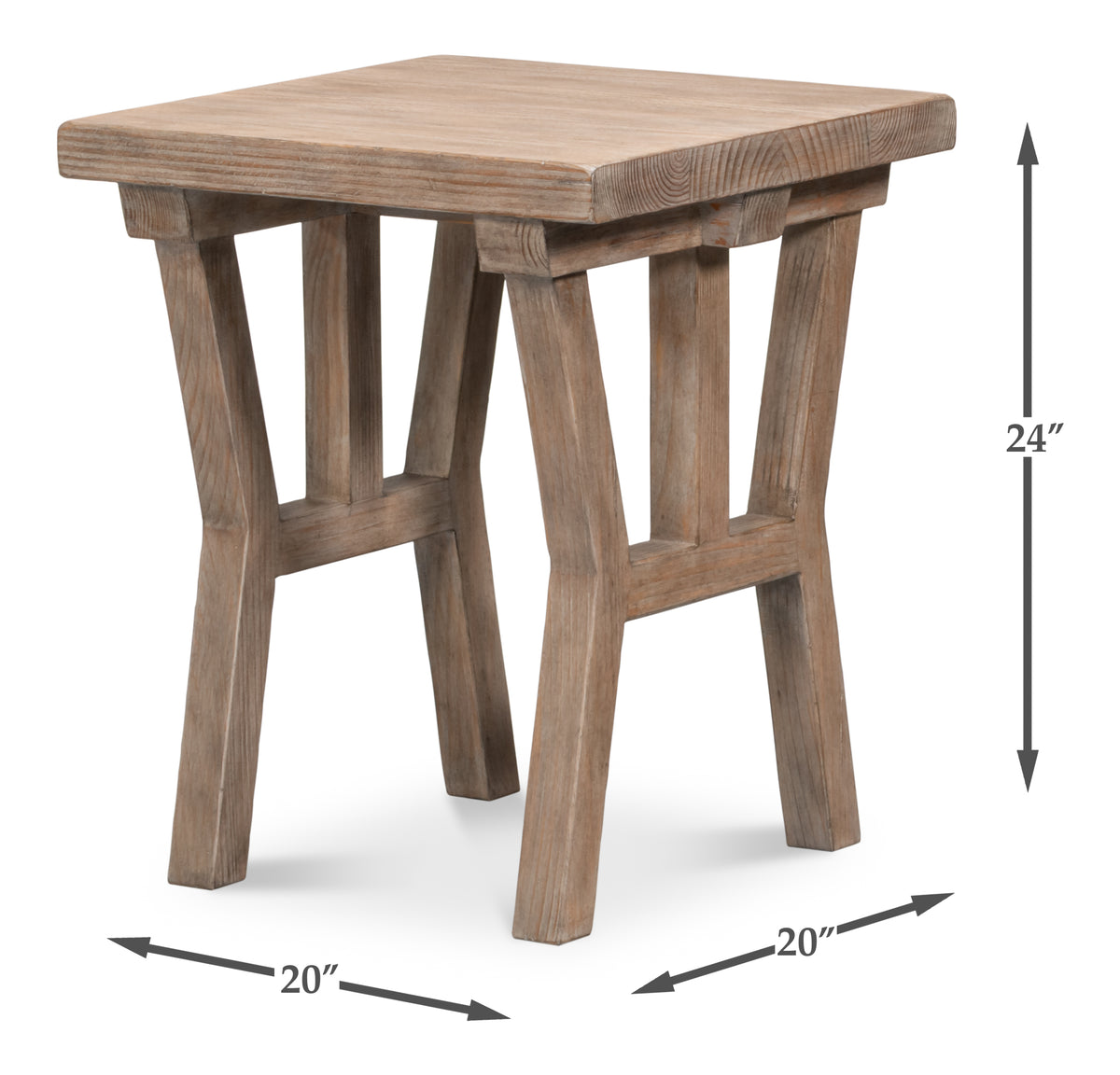 Geneva Square Rustic Farmhouse Side Table
