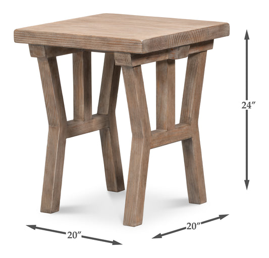 Geneva Square Rustic Farmhouse Side Table