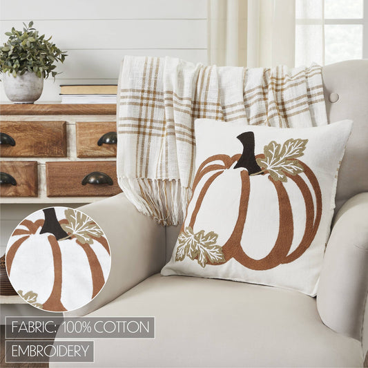 Wheat Plaid Pumpkin Decorative Throw Pillow