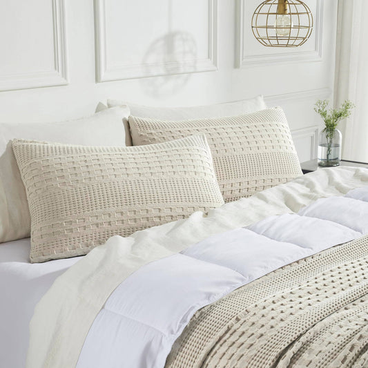 Waffle Weave Natural Queen Sham Set of 2