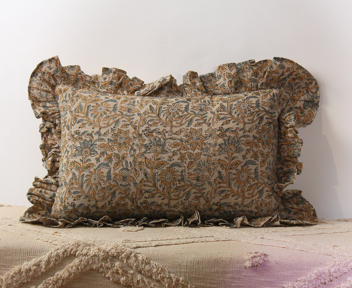 Hand Block Printed Linen Pillow