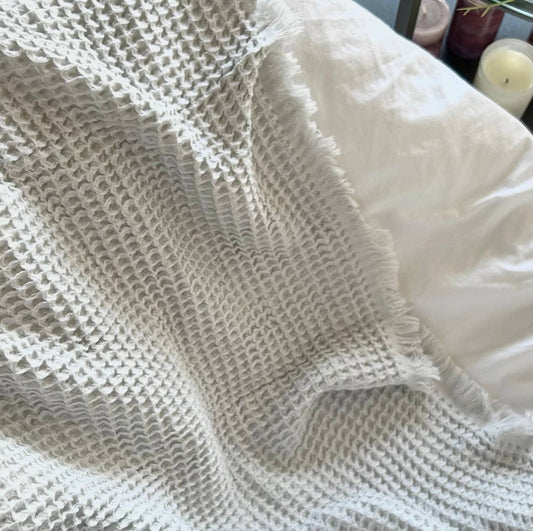 Waffle Turkish Cotton Blanket in Gray