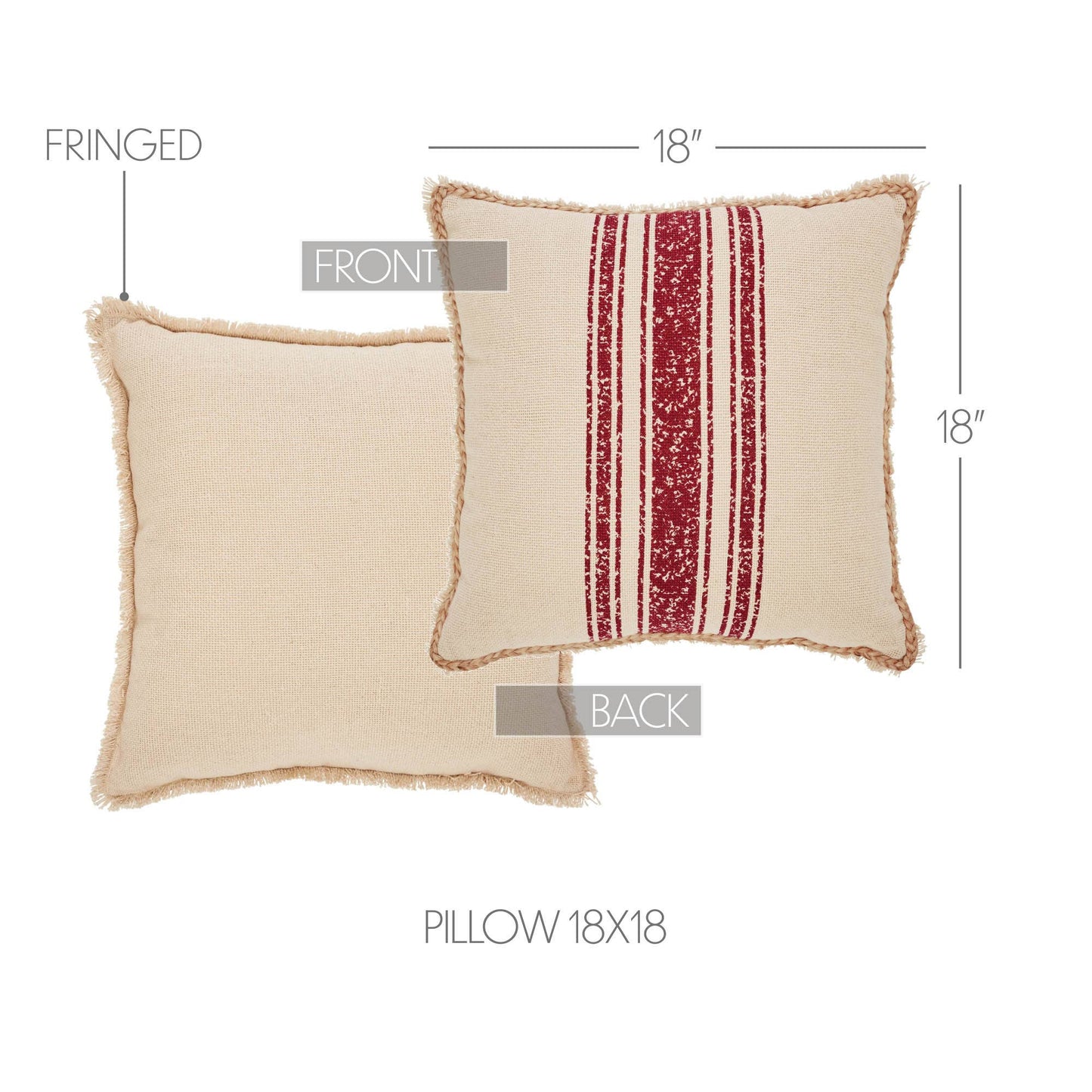 Yuletide Burlap Red Stripe Pillow
