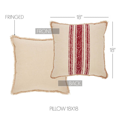 Yuletide Burlap Red Stripe Pillow