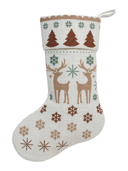 Embroidered Reindeer Christmas Stocking