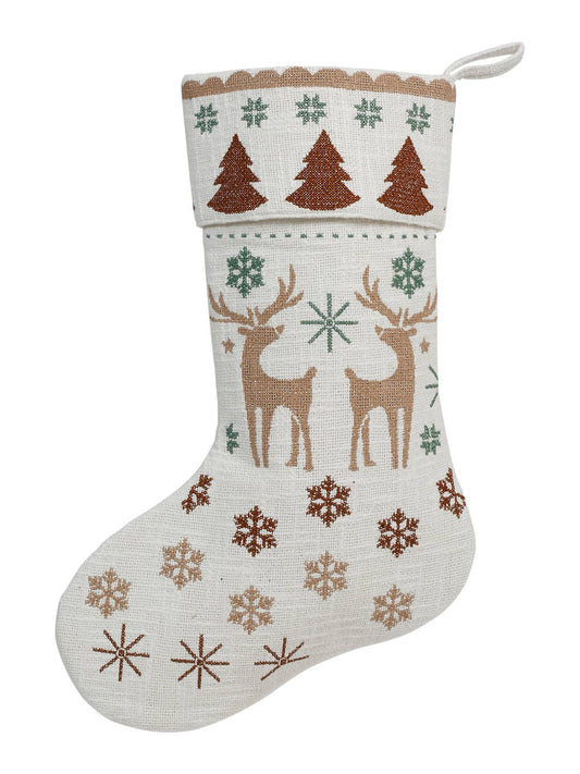 Embroidered Reindeer Christmas Stocking