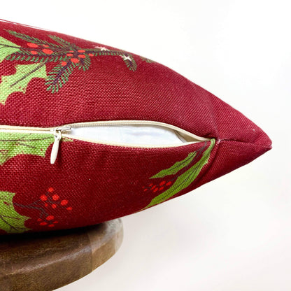 Holly Berry Handcrafted Pillow