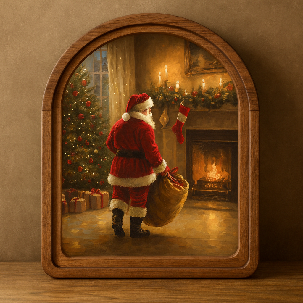 Fireside Santa Framed Holiday Art