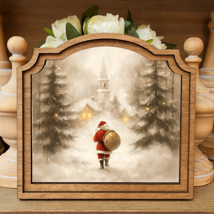 Santa Village Framed Canvas Art Display by Belle Aura