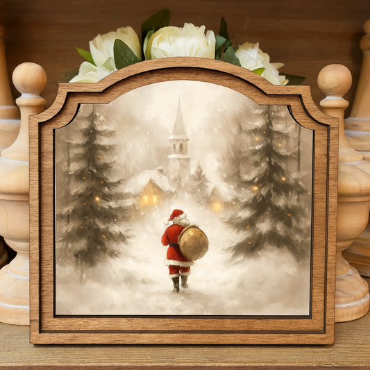 Santa Village Framed Canvas Art Display by Belle Aura