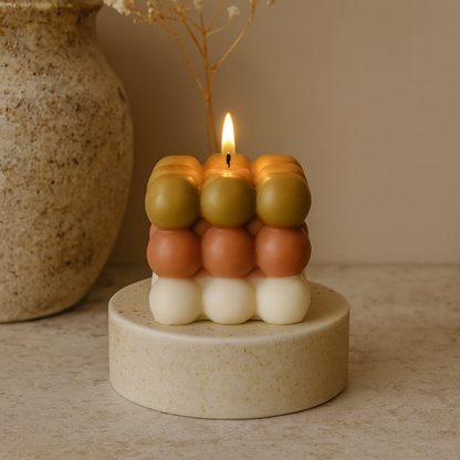 Fall Season Bubble Candle in Brown-Orange-White
