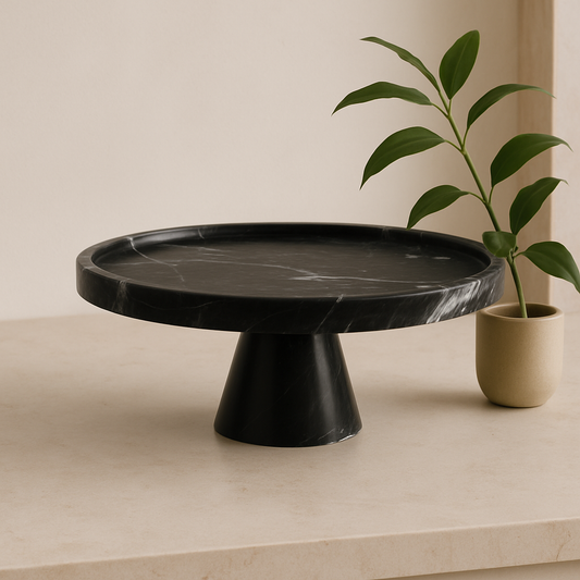Black Marble Cake Stand by Belle Aura