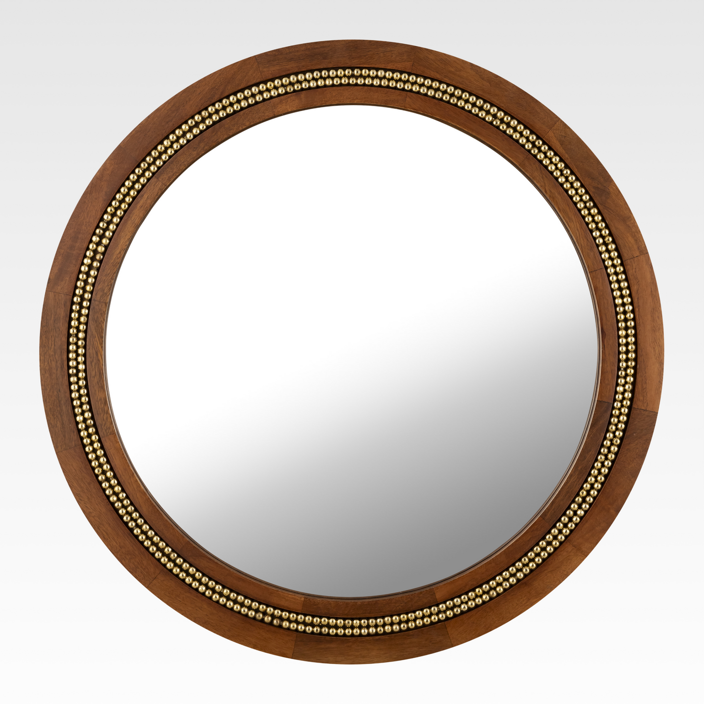 Aurelia Round Wall Mirror in Walnut