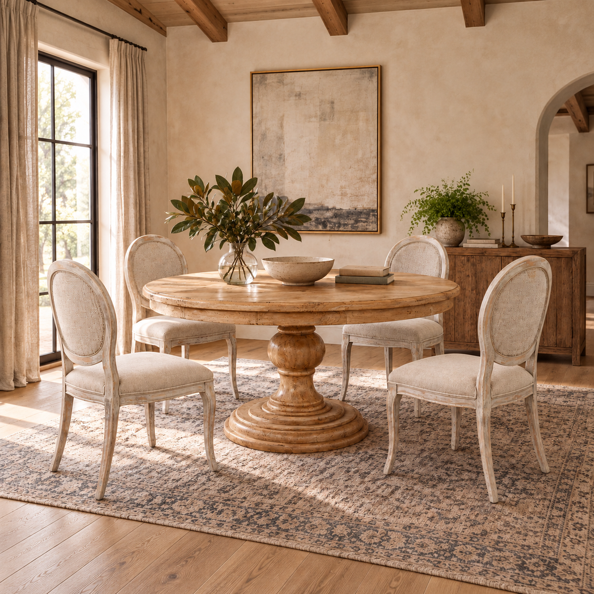 Montego Round Solid Wood Pedestal Dining Table
