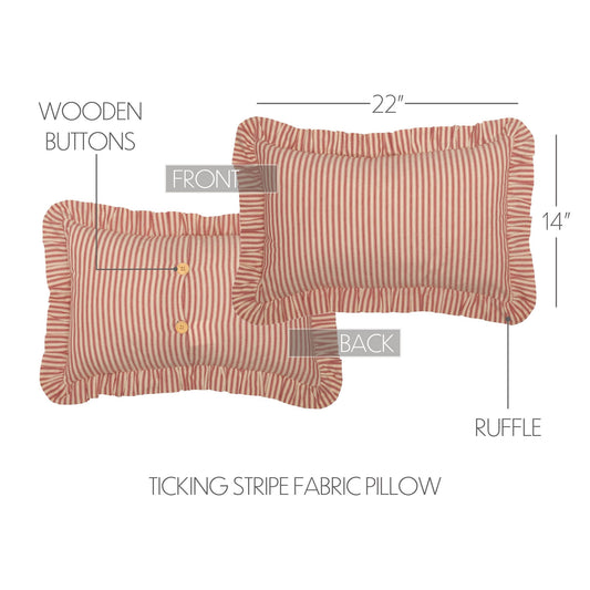 Sawyer Mill Red Ticking Stripe Fabric Pillow
