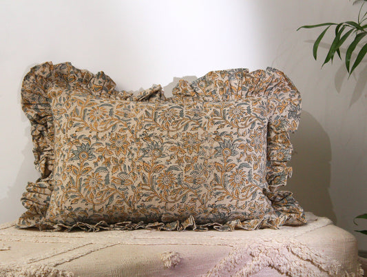 Hand Block Printed Linen Pillow