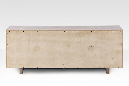 Rear view of the Arka Sideboard showing the finished back panel and built-in media cutout for cable management