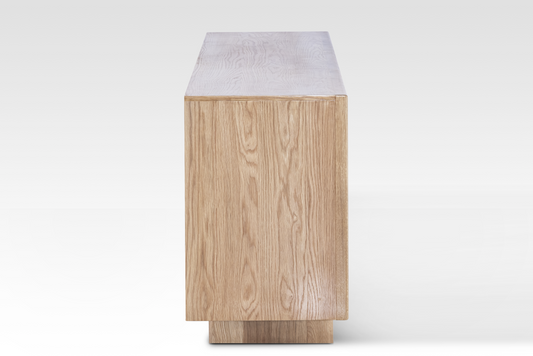 Arka Sideboard Back Panel View by Belle Side profile of the Arka Sideboard highlighting its sturdy base and sophisticated natural wood finish